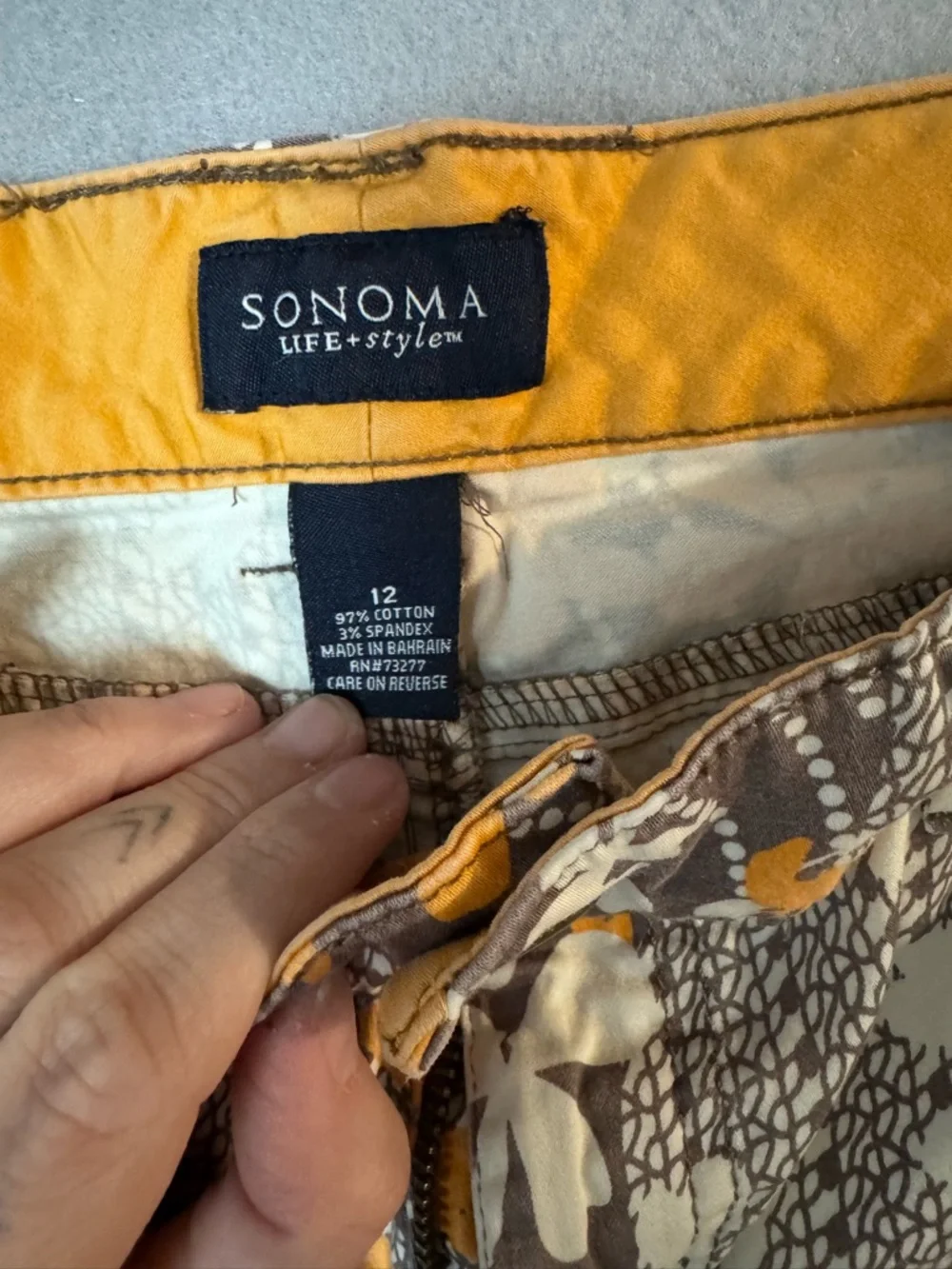 Sonoma Orange, White & Gray Floral Cotton Shorts